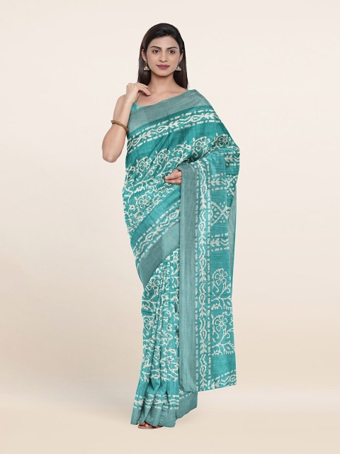 

Pothys Blue & White Batik Saree