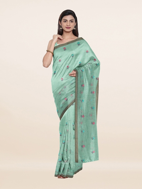 

Pothys Green & Pink Floral Zari Pure Cotton Saree