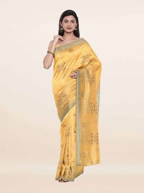 

Pothys Yellow & Grey Zari Pure Cotton Saree