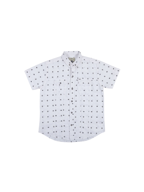 

Gini and Jony Boys White & Black Printed Casual Shirt