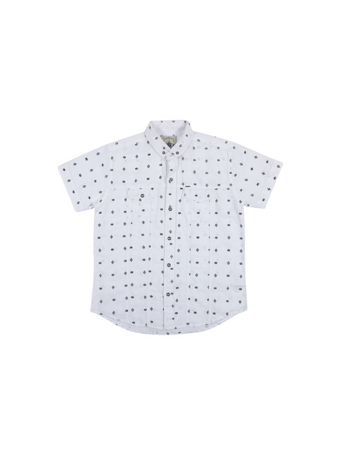 

Gini and Jony Boys White & Black Printed Casual Shirt