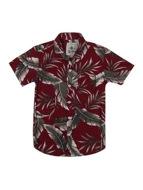 

Gini and Jony Boys Maroon Skinny Fit Printed Casual Shirt