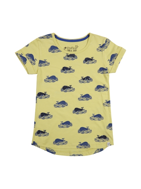 

Gini and Jony Girls Yellow Printed Top