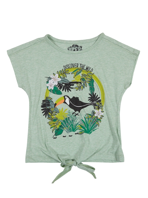 

Gini and Jony Girls Green Printed Top