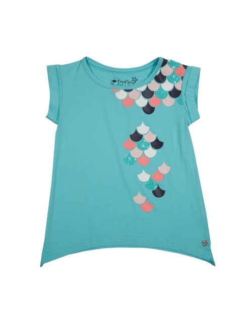

Gini and Jony Girls Blue Printed & Sequinned Top