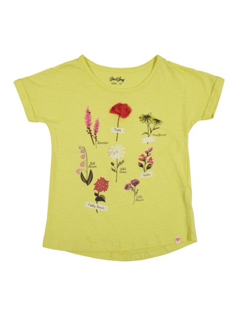 

Gini and Jony Girls Yellow Printed T-shirt