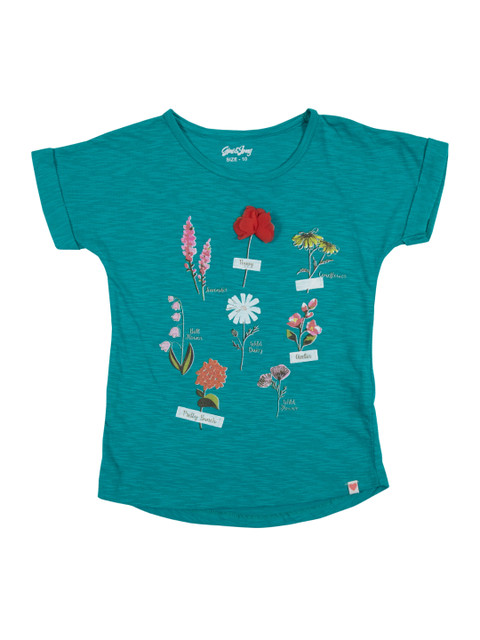 

Gini and Jony Girls Teal Printed T-shirt