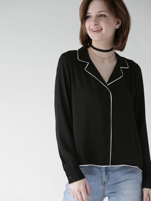 

FOREVER 21 Women Black Solid Casual Shirt