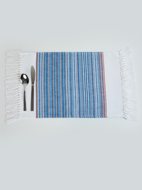 

Home Centre Blue Medora Striped Woven Ribbed Cotton Table Placemat