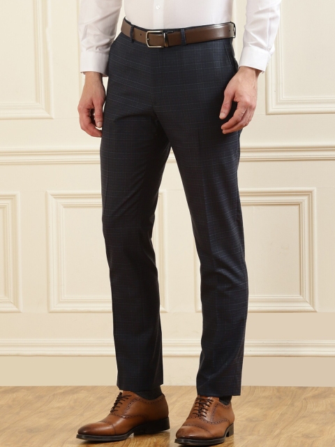 

Ted Baker Men Navy Blue Checked Formal Trousers
