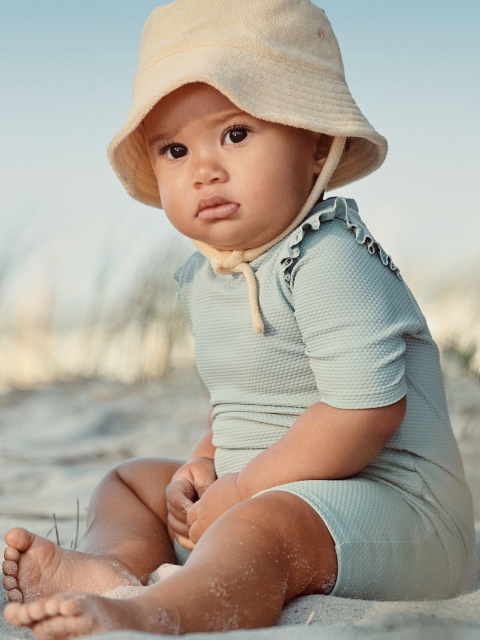 

H&M Infant Girls Turquoise Blue Self Design UPF 50 Surf suit