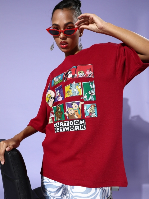 

HERSHEINBOX Women Red Comic Joyful Conversation Tshirt