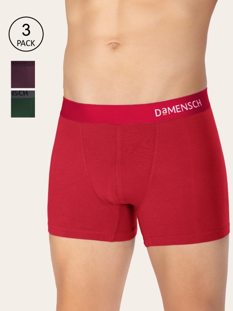 

DAMENSCH Men Pack Of 3 Solid Trunks DAM-ER-MIX-T-TR-JG-PP, Green