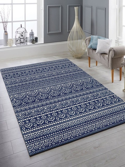 

Obsessions Navy Blue Ethnic Motifs Carpet