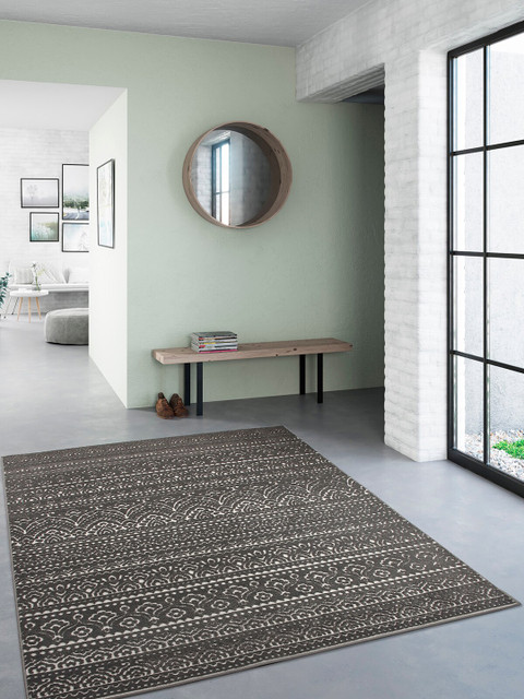

OBSESSIONS Brown Polypropylene Ethnic Motifs Carpet