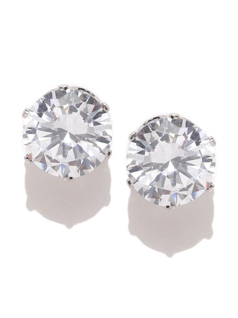 

FOREVER 21 White CZ Stone Stud Earrings, Silver