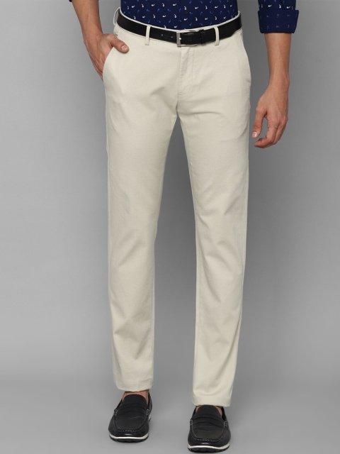

Allen Solly Men Cream-Coloured Textured Slim Fit Trousers