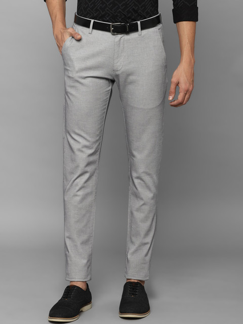 

Allen Solly Men Grey Textured Slim Fit Trousers