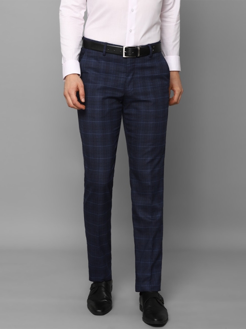 

Louis Philippe Men Navy Blue Checked Slim Fit Trousers