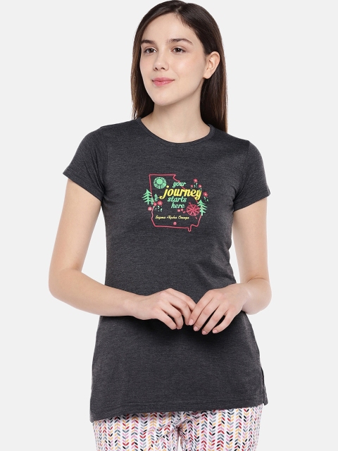 

Sweet Dreams Women Charcoal Grey Printed Cotton Lounge T-shirts