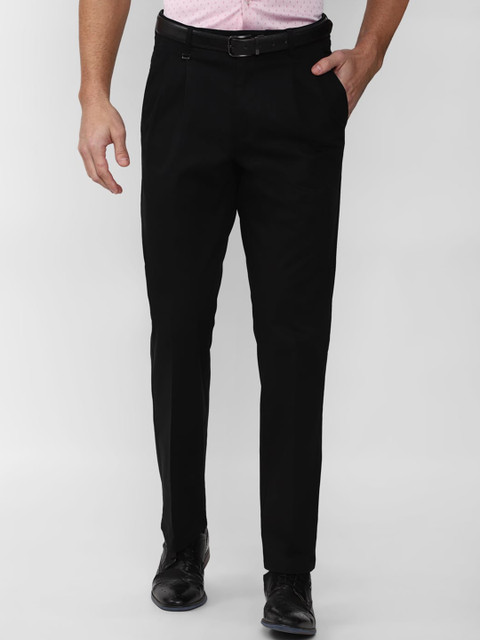 

Van Heusen Men Black Pleated Trousers 97% Cotton