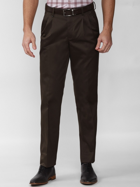 

Van Heusen Men Brown Textured Pleated Trousers