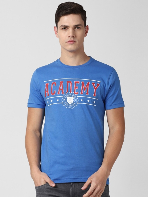 

Van Heusen ACADEMY Men Blue Typography Printed Applique T-shirt