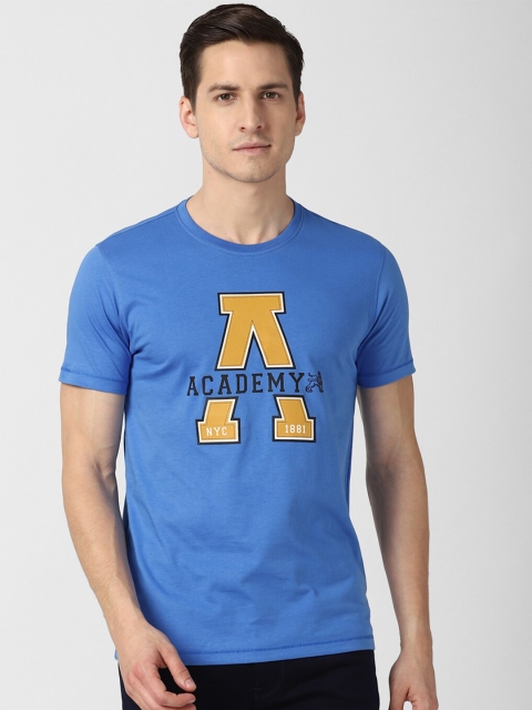 

Van Heusen ACADEMY Men Blue Typography Printed Applique T-shirt