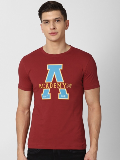 

Van Heusen ACADEMY Men Maroon Typography Printed Applique T-shirt