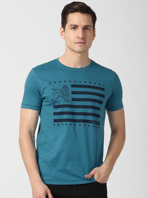 

Van Heusen ACADEMY Men Blue Printed Raw Edge T-shirt
