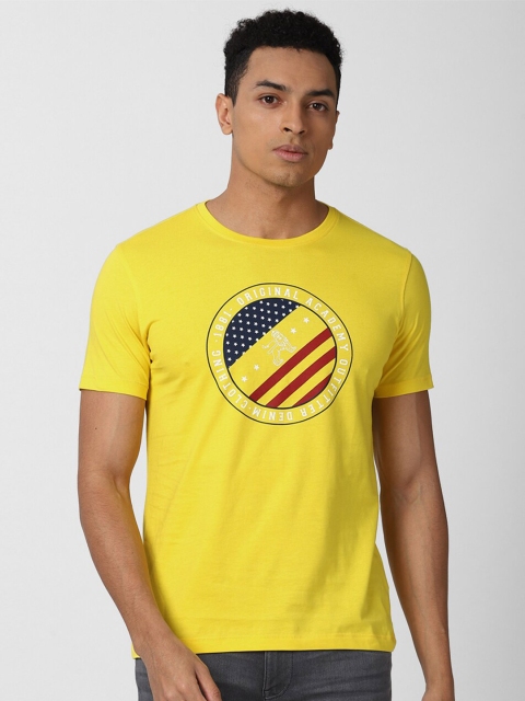 

Van Heusen ACADEMY Men Yellow Typography Printed T-shirt