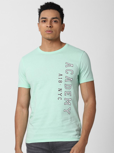 

Van Heusen ACADEMY Men Green Typography Printed Applique T-shirt