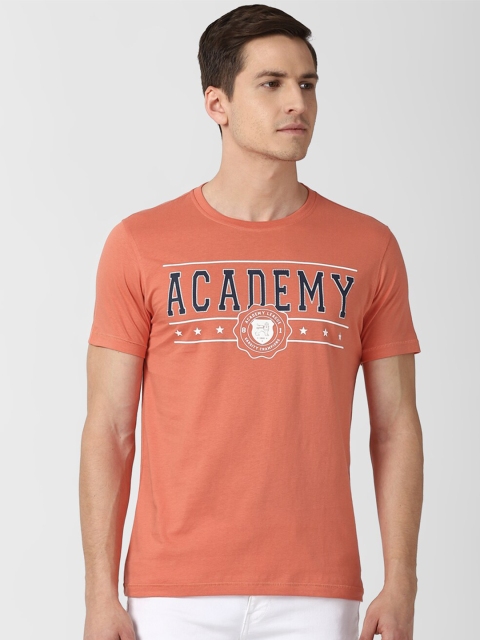 

Van Heusen ACADEMY Men Peach-Coloured Typography Printed T-shirt