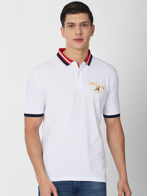 

Van Heusen ACADEMY Men White Polo Collar Applique T-shirt