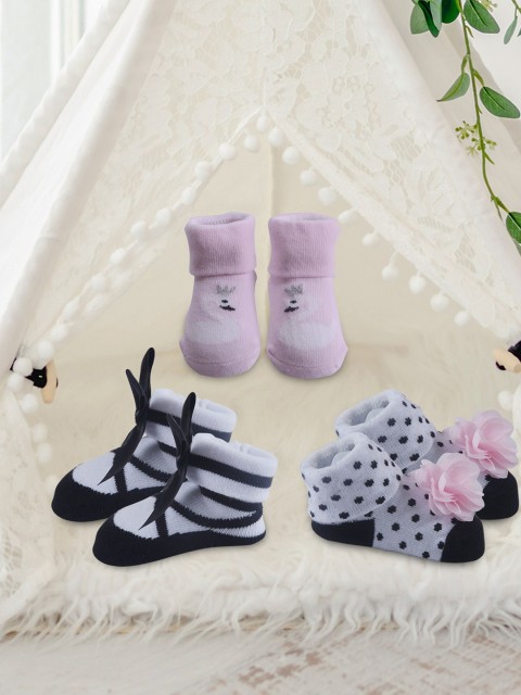 

Baby Moo Girls Pack Of 3 Patterned Ankle Length Socks, White
