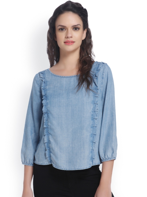 

ONLY Women Blue Denim Top