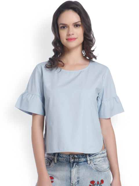 

ONLY Women Blue Crop Top