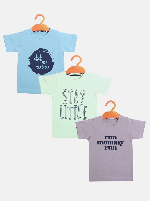 

KEPA Boys Blue Typography 3 Printed Applique T-shirt