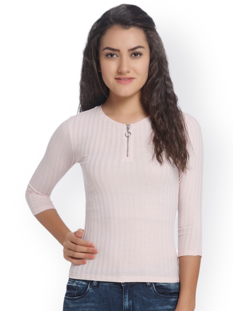 

ONLY Women Pink Striped Regular Top