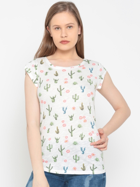 

ONLY Women White Printed Pure Cotton T-shirt