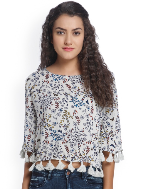 

ONLY Women White Printed Crop Top