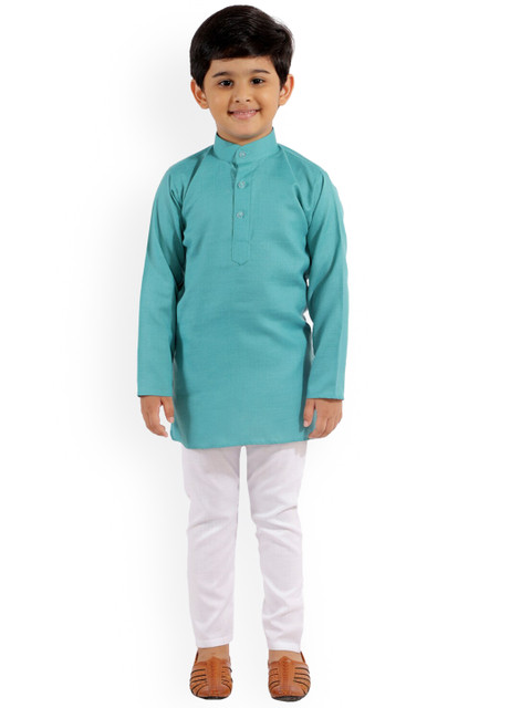 

FOURFOLDS Boys Green Kurta with Pyjamas