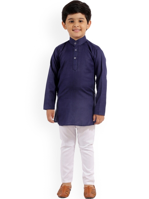 

FOURFOLDS Boys Navy Blue Kurta with Pyjamas