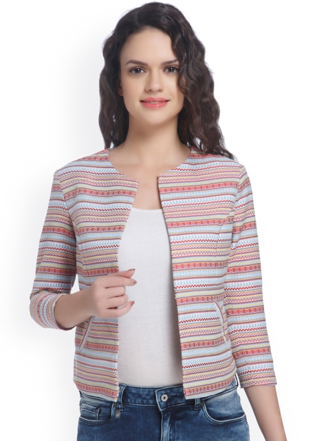 

ONLY White & Blue Patterned Tailored Jacket