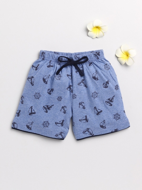 

Olio Kids Boys Blue Conversational Printed Shorts