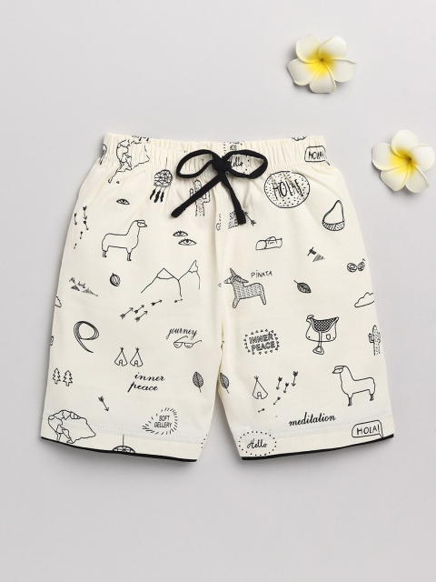 

Olio Kids Boys Off White Printed Shorts