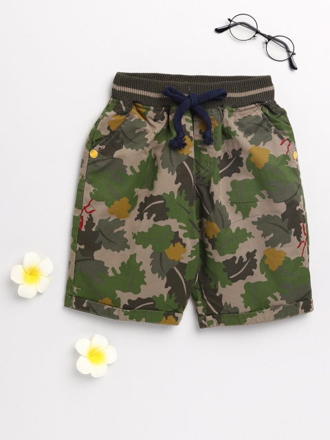 

Olio Kids Boys Green Printed Shorts
