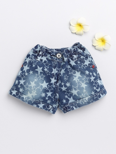

Olio Kids Boys Blue Floral Printed Denim Shorts
