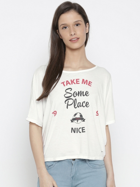 

ONLY Women White Printed Styled Back Top