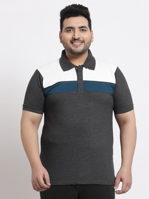 

Kalt Men Grey Colourblocked Cotton Polo Collar T-shirt